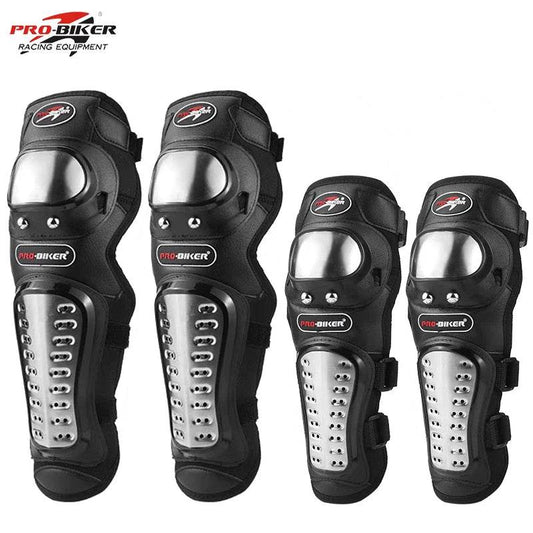 4Pcs/Set Motorcycle Knee & Elbow Pads - Durable Stainless Steel Protective Gear for Riders - One-Sake.com