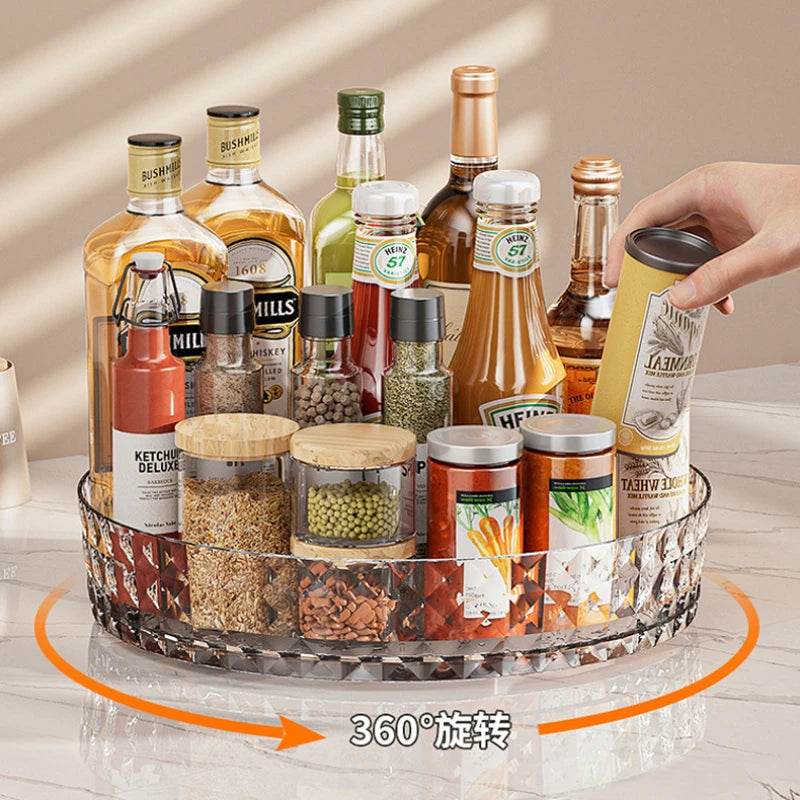 360° Rotating Seasoning Rack – Non-Slip Kitchen Spice Organizer & Multi-Purpose Storage Tray - One-Sake.com
