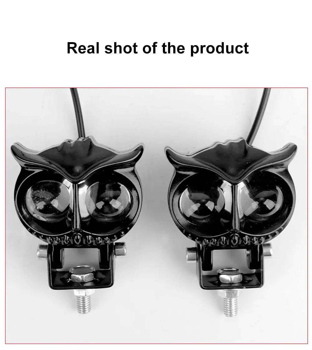 2PCS Owl-Design Motorcycle Headlights – Dual Color LED Fog Lamps with 4 Modes for Enhanced Visibility - One-Sake.com