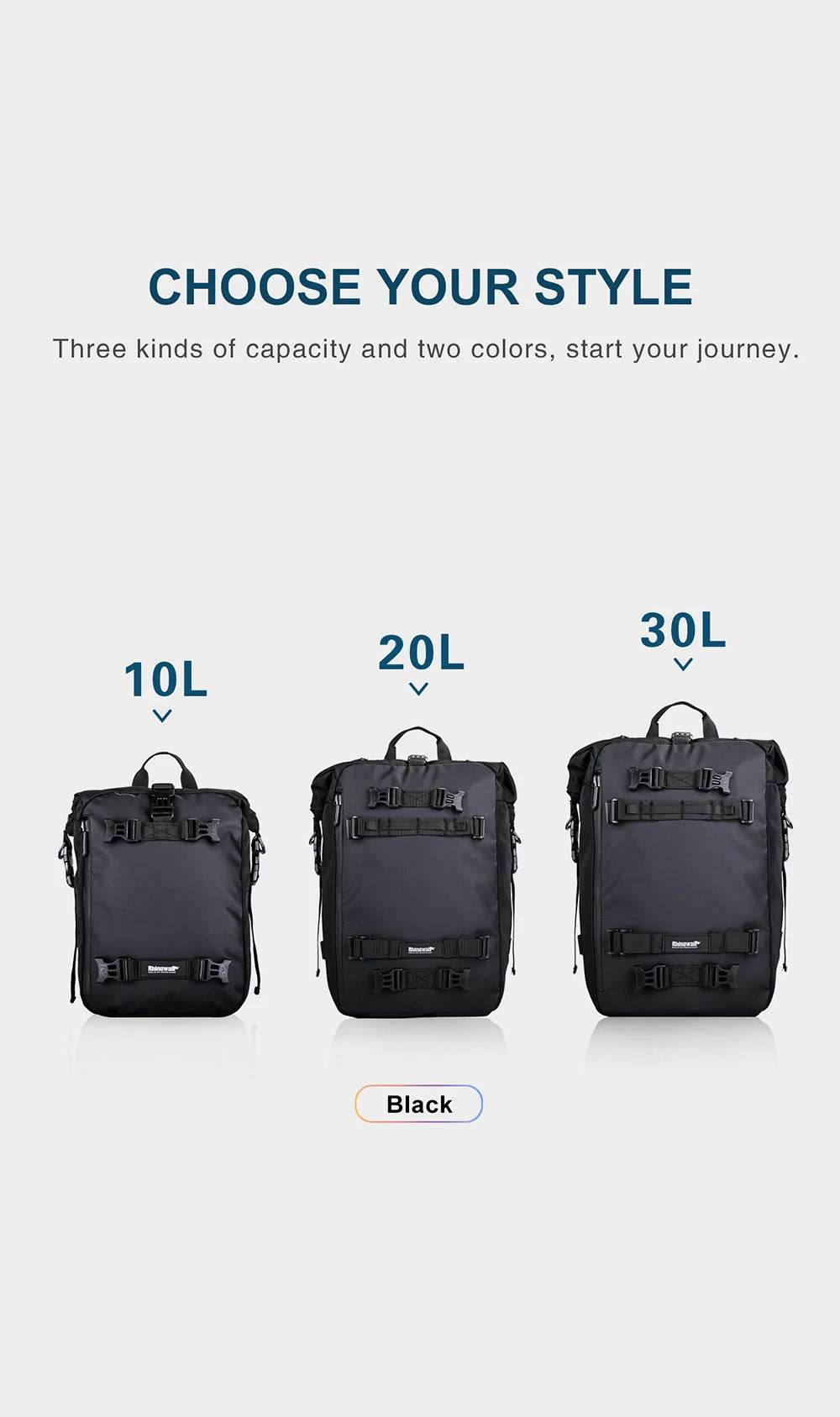 Universal Waterproof Motorcycle Back Seat Bag - 10/20/30L Multifunctional Saddle Bag & Cycling Backpack Combo - One-Sake.com