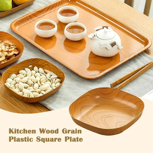 10PCS Japanese-Style Wood Grain Plastic Bowls – Anti-Drop, Easy-to-Clean Fruit & Snack Dishes - One-Sake.com