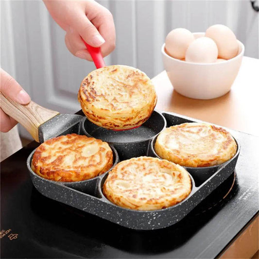4-Hole Nonstick Omelette Pan – Perfect for Eggs, Steaks, Burgers & Breakfast - One-Sake.com