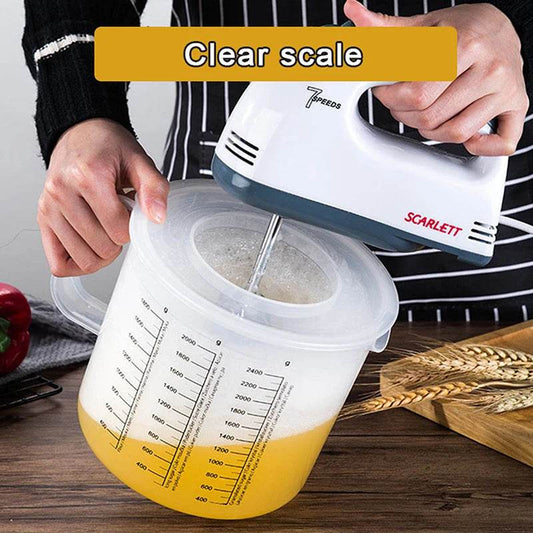 2.5L Large Capacity Measuring Mixing Bowl with Lid – Transparent Kitchen Tool for Baking & Cooking - One-Sake.com