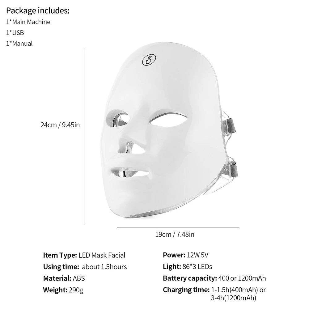 7 Colors Photon Facial LED Mask Red Light Therapy Anti Aging Face Neck Beauty Mask Relaxation Treatment Anti-Wrinkle Skin Care - One-Sake.com