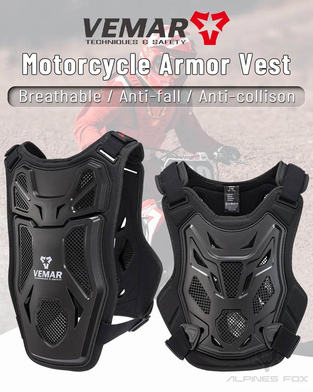 All-Season Motocross Armor Vest - Motorcycle Chest & Back Protector for Men & Women, DH/MTB/MX Body Protection Gear - One-Sake.com