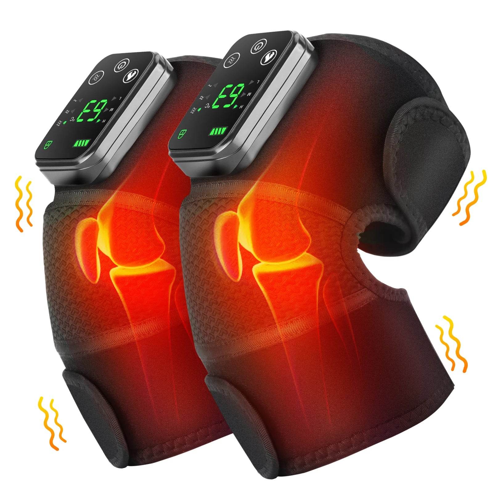 Electric Heated Vibration Knee Massage Physiotherapy Pad 3 in 1 Massager for Shoulder Elbow Hot Compress Pain Relief - One-Sake.com