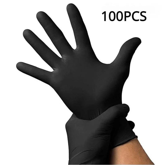 100/50/20PCS Black Nitrile Gloves Thickened Disposable Gloves for Cleaning Hairdressing Waterproof Dishwashing Tattoo Gloves - One-Sake.com