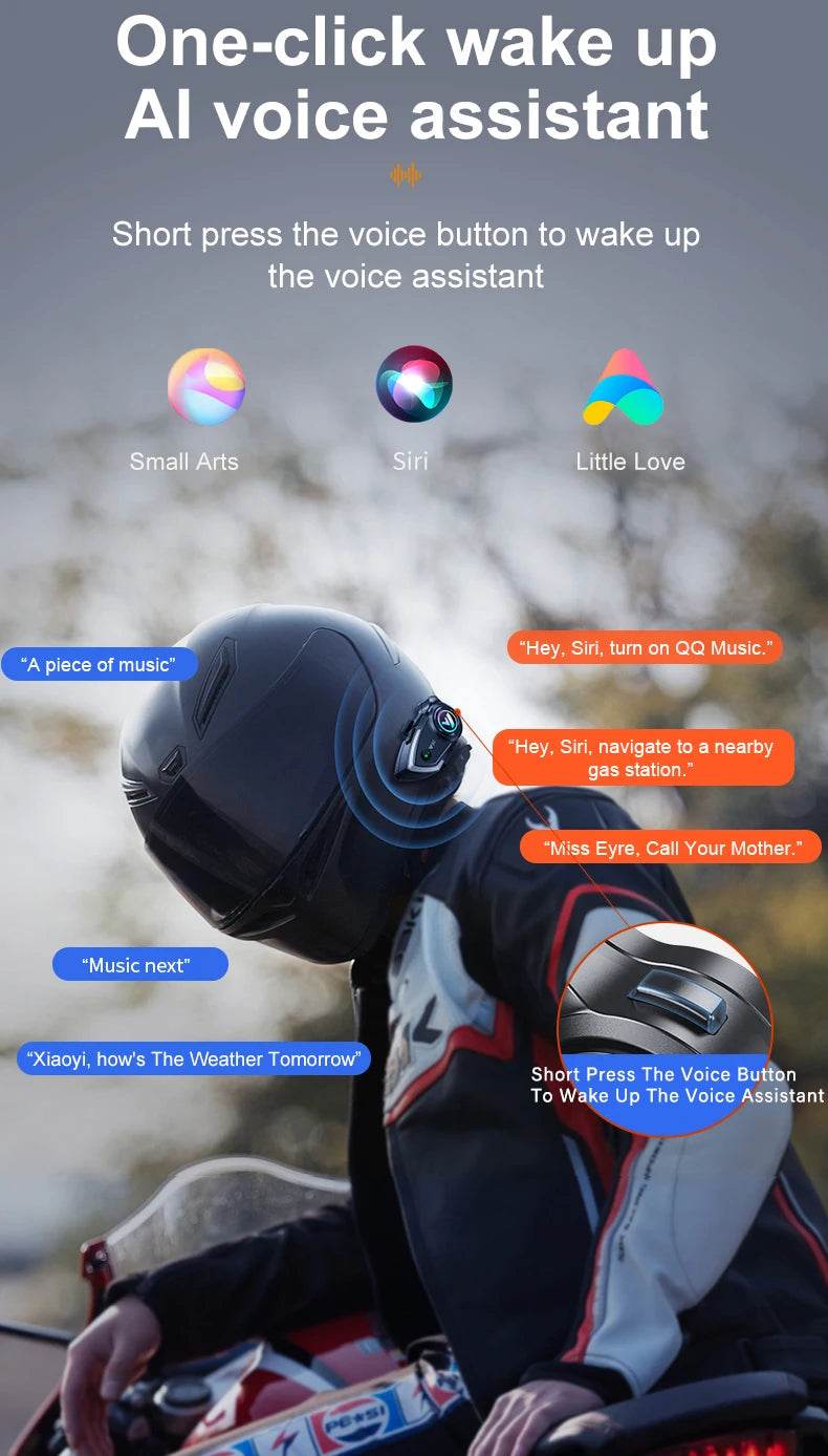 Y80 Bluetooth 5.3 Motorcycle Headset - Hands-Free Calling, Music, and GPS Navigation - One-Sake.com