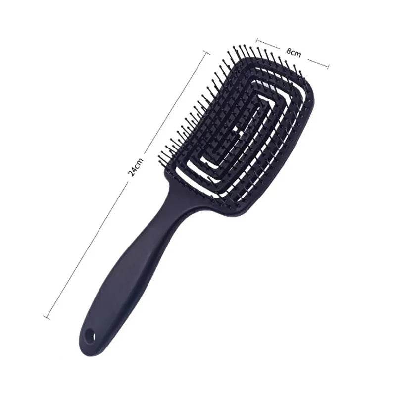 1Pcs Elastic Massage Comb Hollow Out Hair Brush Scalp Massage Combs Hair Styling Detangler Fast Blow Drying Detangling Tool - One-Sake.com