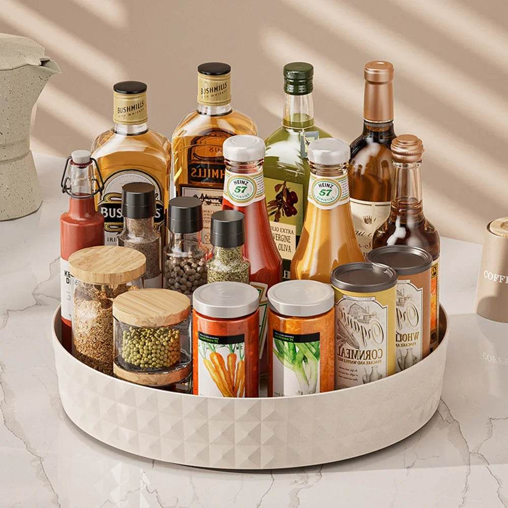 360° Rotating Seasoning Rack – Non-Slip Kitchen Spice Organizer & Multi-Purpose Storage Tray - One-Sake.com