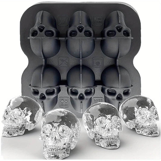 3D Skull Ice Ball Mold – Flexible Silicone Tray for Spooky Cocktail Creations - One-Sake.com