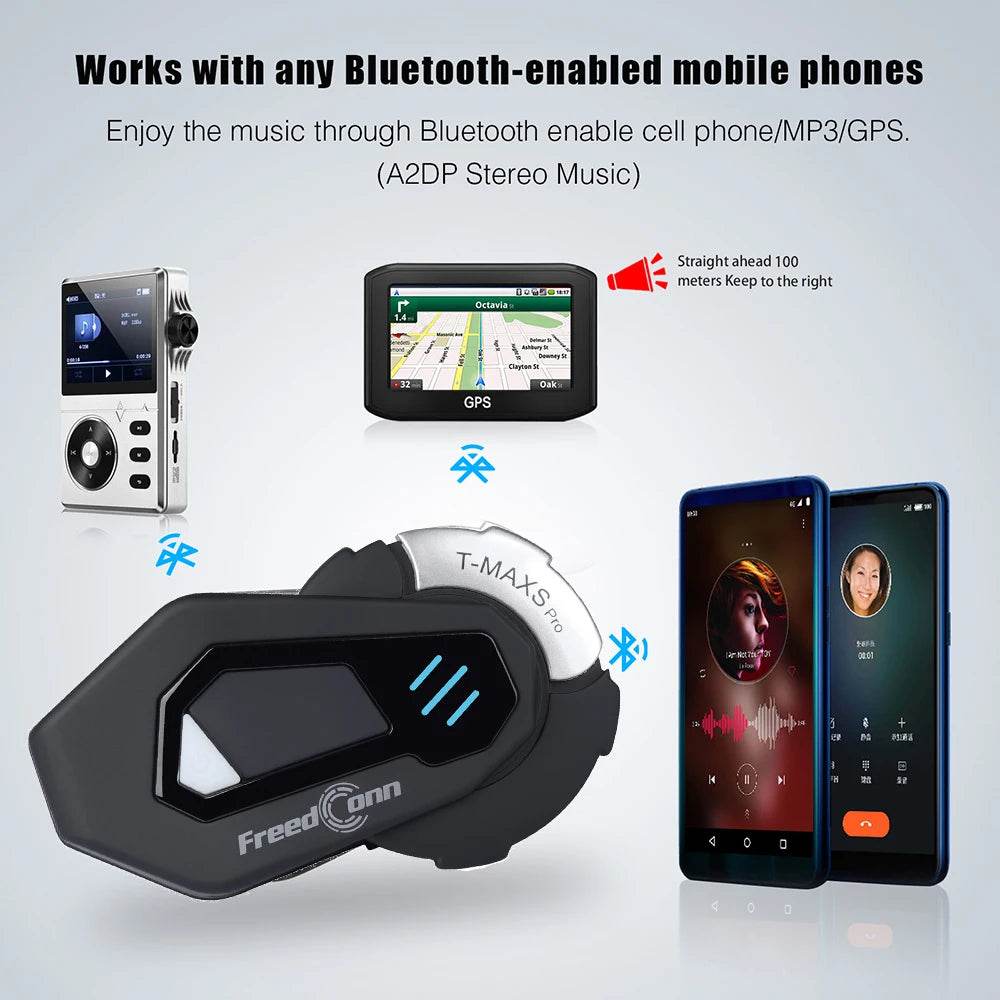 FreedConn Bluetooth Motorcycle Helmet Headset - Waterproof Intercom with Music & FM, Ultimate Riding Companion - One-Sake.com