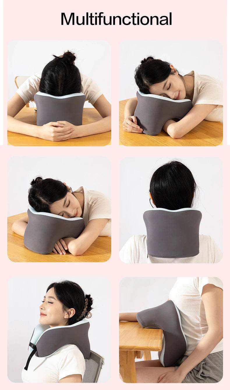 Travel Neck Pillow Memory Foam U-shaped Pillow Snail Style Travel Neck Support Portable Adjustable Soft Noon Break Sleep Pillows - One-Sake.com