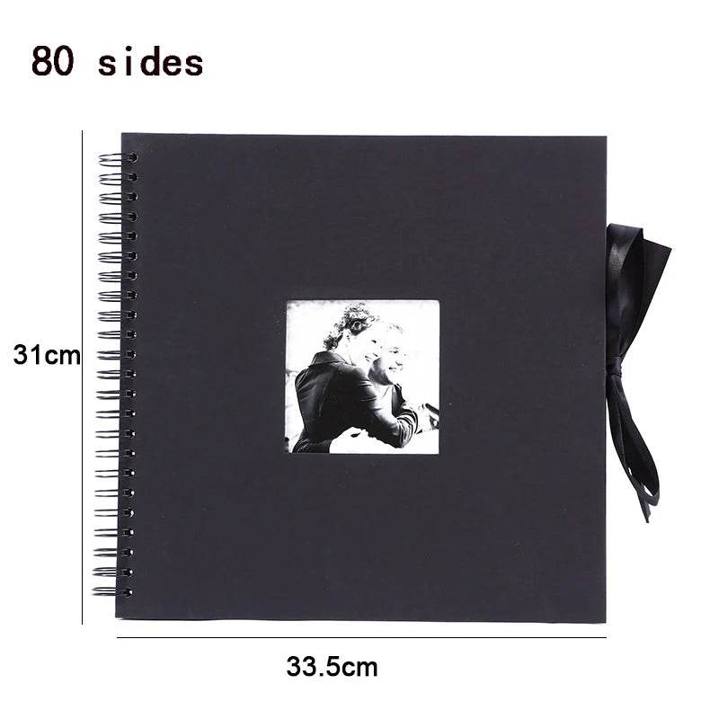 ZK20 DIY Kraft Memory Book – 80-Page Blank Scrapbook Album with Ribbon Closure | Wedding Guestbook, Anniversary Gift, Travel Diary &amp; Family Photo Album - One-Sake.com