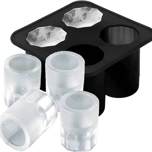 4-Cup Silicone Ice Shot Mold – Frozen Whiskey Glasses for Summer Parties & Cocktails - One-Sake.com