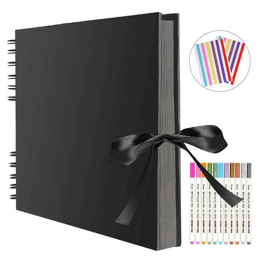 ZK20 DIY Kraft Memory Book – 80-Page Blank Scrapbook Album with Ribbon Closure | Wedding Guestbook, Anniversary Gift, Travel Diary &amp; Family Photo Album - One-Sake.com
