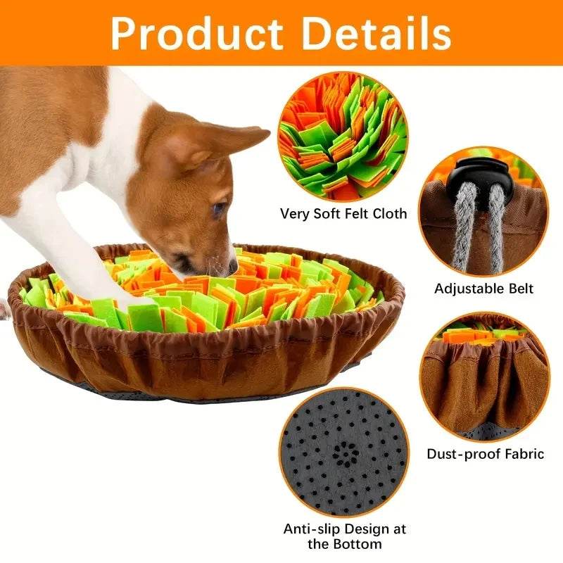Washable Felt Pet Sniffing Pad – Foldable Dog Slow Feeding Mat &amp; Training Snuff Mat [Interactive Foraging Toy for Mental Stimulation | 100% Non-Toxic Felt | Easy-Clean Pet Enrichment Tool - One-Sake.com