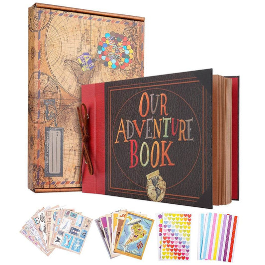 80-Page DIY Adventure Album – Handmade Kraft Scrapbook for Wedding, Anniversary &amp; Travel Memories | Includes 19 Accessories &amp; Gift Box - One-Sake.com