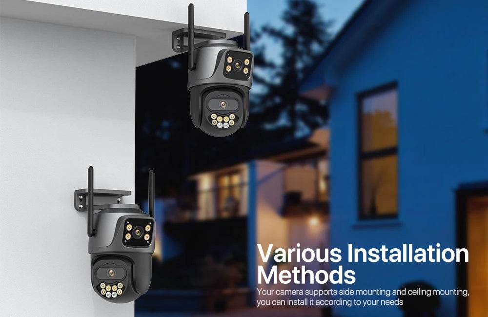 External WiFi PTZ Camera Dual Lens 4K 8MP HD – Outdoor IP Security Camera with Auto Tracking, Full Color Night Vision &amp; IP66 Waterproof [iCSee P2P Remote Monitoring | 2-Way Audio | SD Card &amp; Cloud Storage] - One-Sake.com