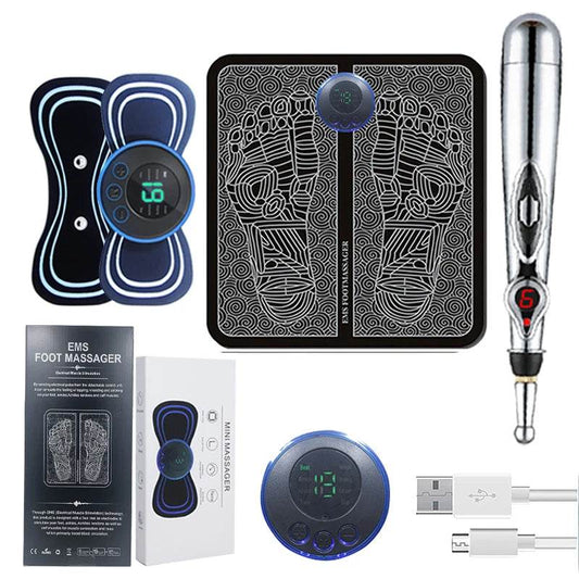 3-in-1 Full Body Massage Set – Foot Pad, Neck Patch & Meridian Pen for Neck, Shoulders, Arms, Legs & Back Relaxation - One-Sake.com