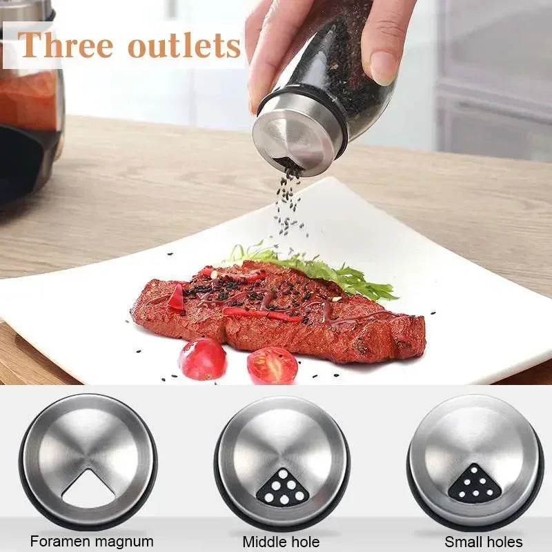 360° Rotating Spice Rack with 6 Glass Jars – Transparent Salt, Pepper & Seasoning Storage Set - One-Sake.com