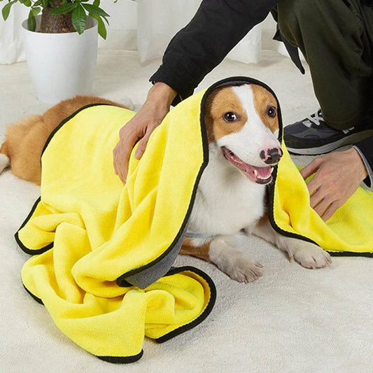 Pet Absorbent Bath Towel for Dogs &amp; Cats – Ultra-Soft Quick-Dry Microfiber Dog Cat Drying Blanket [30x39in Large Size | Thick &amp; Gentle on Fur] - One-Sake.com