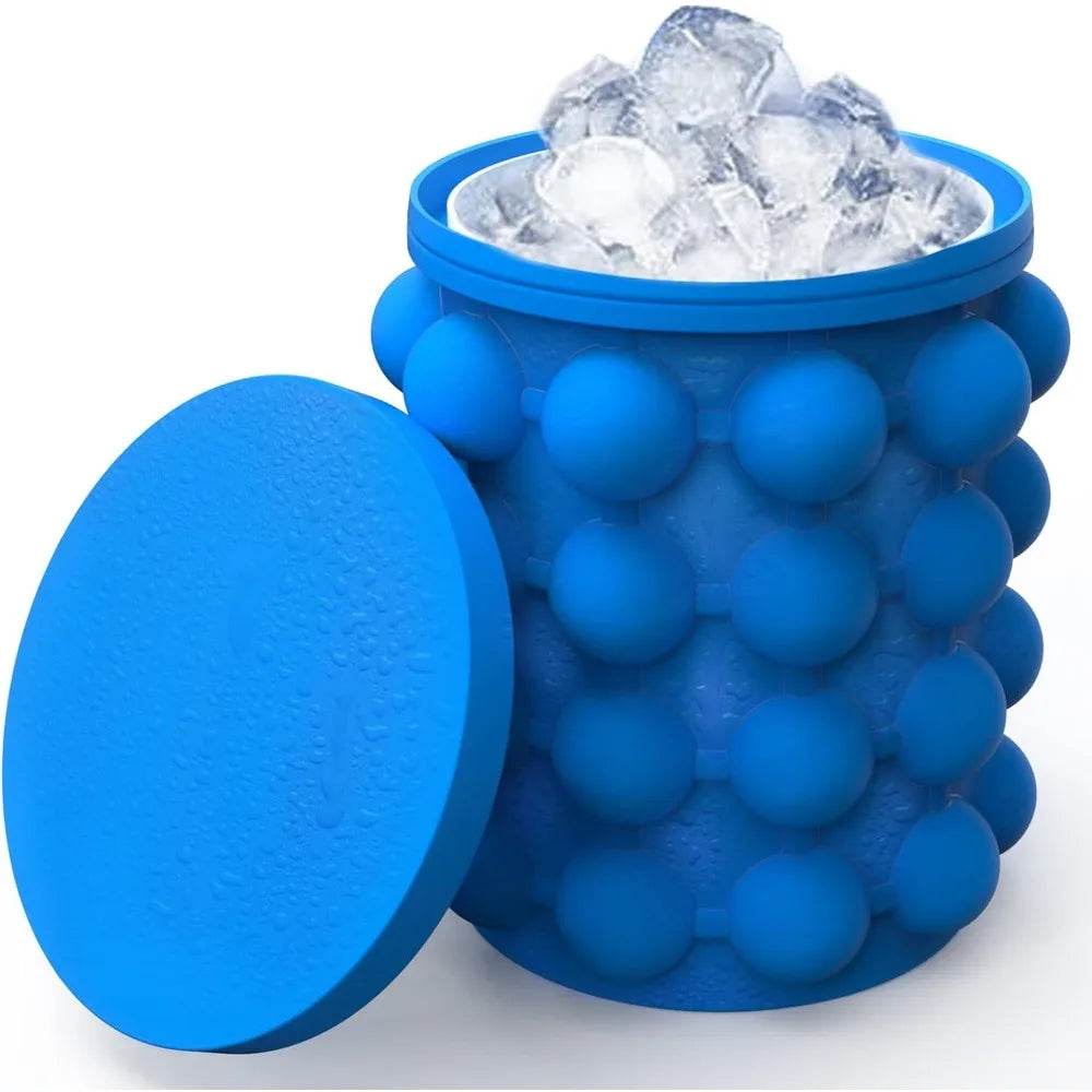 2-in-1 Large Silicone Ice Cube Mold – Portable Ice Bucket for Whiskey, Beer & Frozen Drinks - One-Sake.com