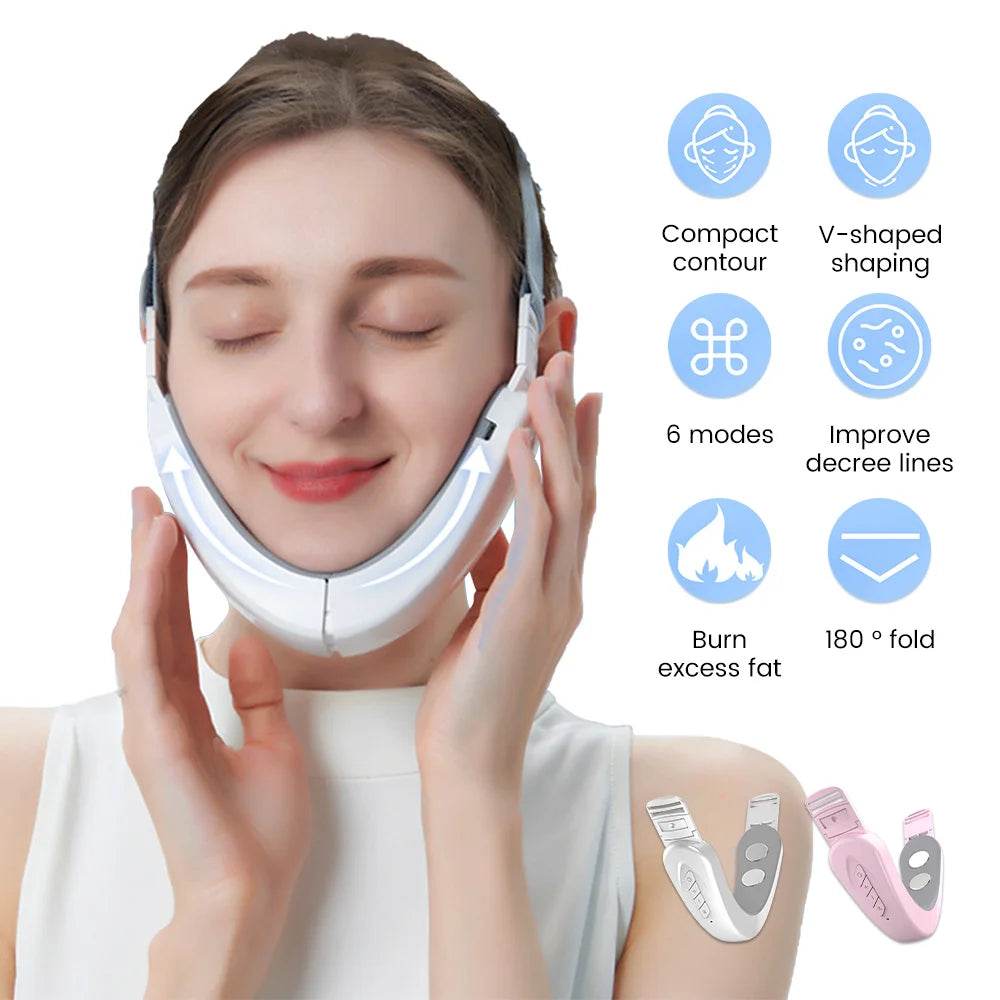 Electric V-Face Lift Device – LED Photon Therapy, EMS Microcurrent & Skin Tightening for Double Chin Removal & Wrinkle Reduction - One-Sake.com