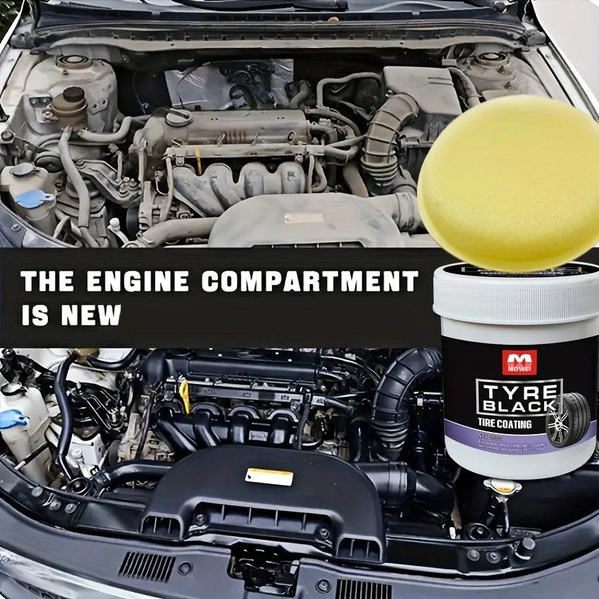 Tire Blackening Coating Wax – Hydrating Luster &amp; UV Protection for Car Tires [Anti-Aging Tire Care Kit with Sponge Applicator | 150ml Bottle] - One-Sake.com
