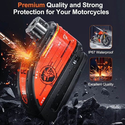 120dB Motorcycle Disc Brake Lock - Waterproof Anti-Theft Alarm Padlock for Moto Wheel Security - One-Sake.com