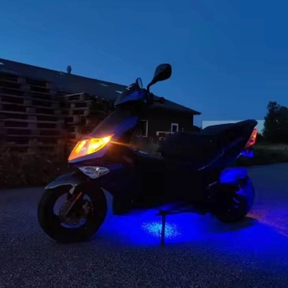 RGB APP-Controlled LED Motorcycle & Car Atmosphere Light Strip - 12V Waterproof Sound-Activated Foot Lamp for Moto Decoration - One-Sake.com