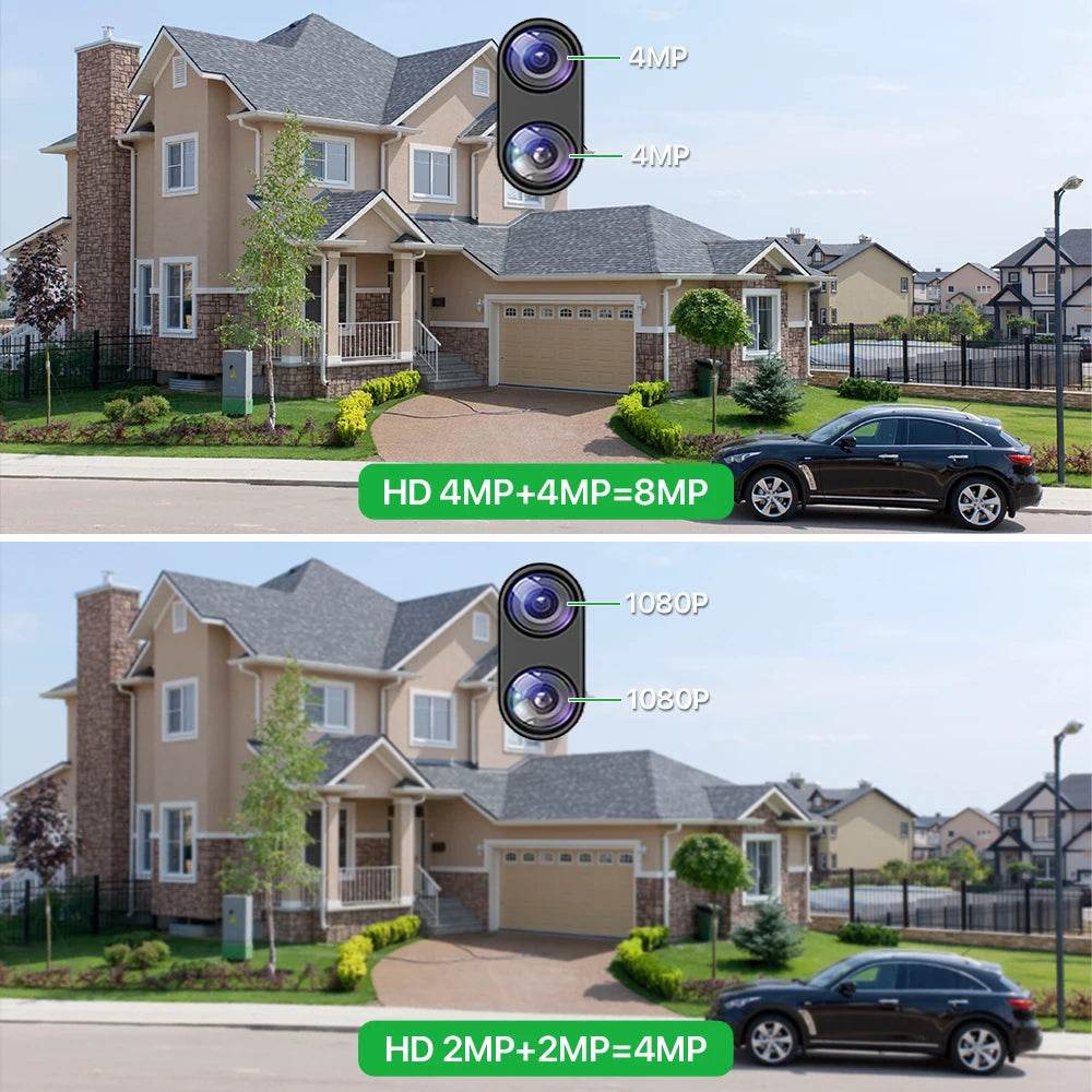 External WiFi PTZ Camera Dual Lens 4K 8MP HD – Outdoor IP Security Camera with Auto Tracking, Full Color Night Vision &amp; IP66 Waterproof [iCSee P2P Remote Monitoring | 2-Way Audio | SD Card &amp; Cloud Storage] - One-Sake.com