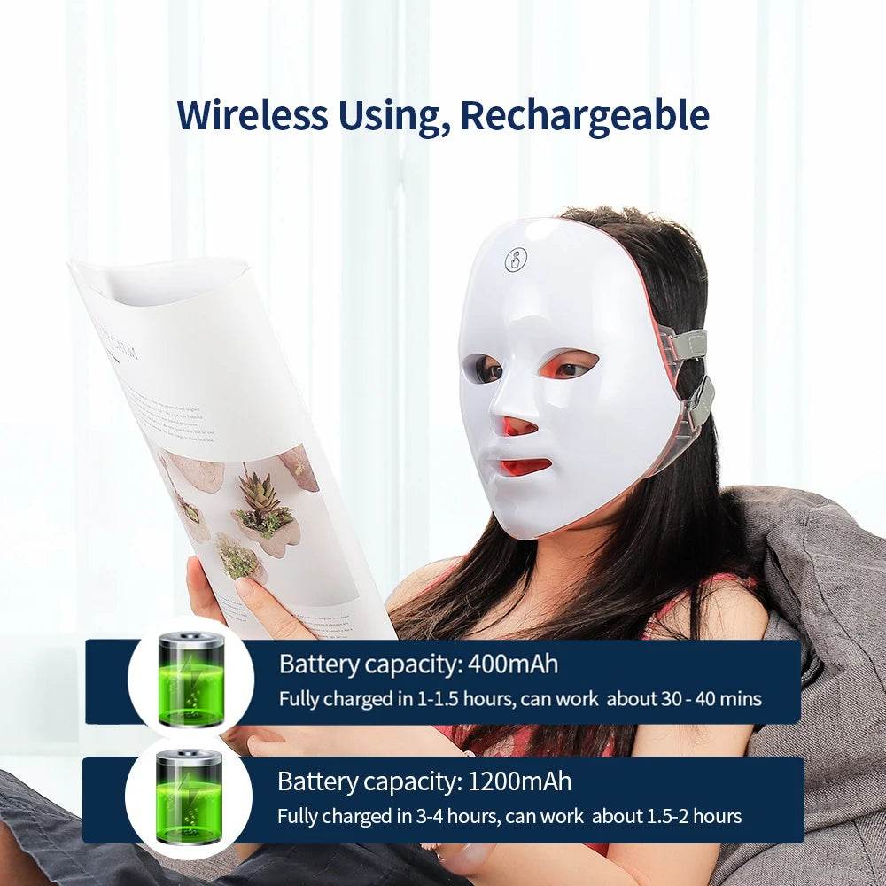 7 Colors Photon Facial LED Mask Red Light Therapy Anti Aging Face Neck Beauty Mask Relaxation Treatment Anti-Wrinkle Skin Care - One-Sake.com