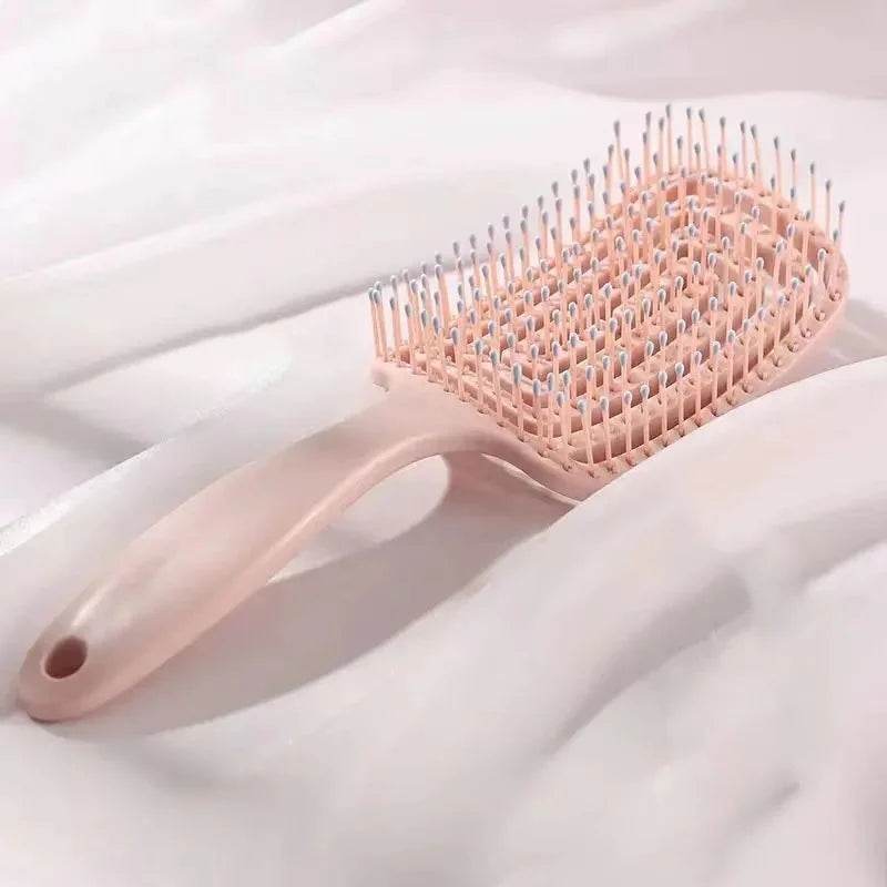 1Pcs Elastic Massage Comb Hollow Out Hair Brush Scalp Massage Combs Hair Styling Detangler Fast Blow Drying Detangling Tool - One-Sake.com