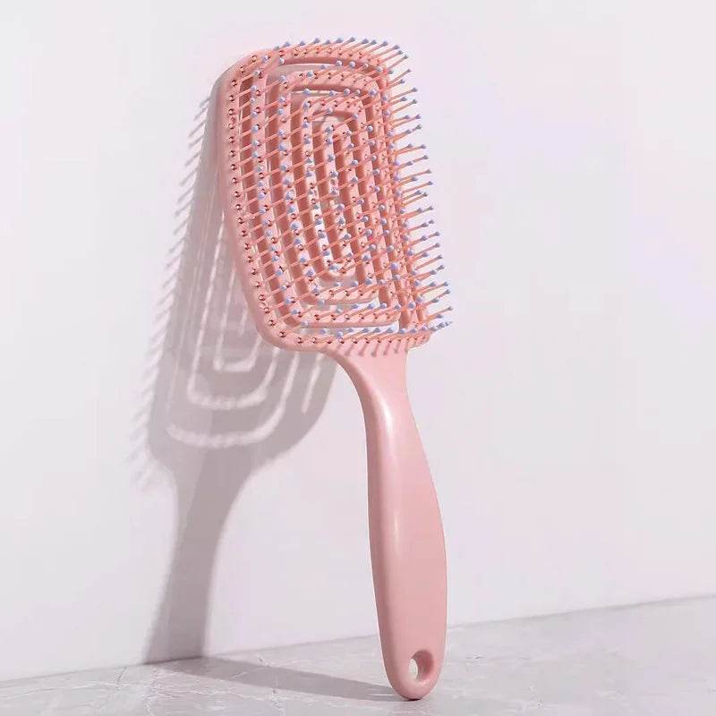 1Pcs Elastic Massage Comb Hollow Out Hair Brush Scalp Massage Combs Hair Styling Detangler Fast Blow Drying Detangling Tool - One-Sake.com