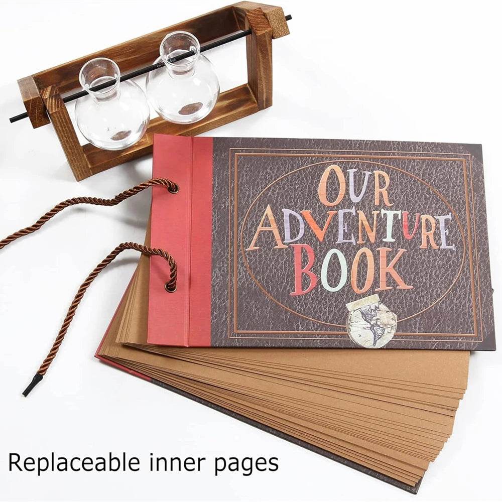 40-Page DIY Adventure Album – Handmade Kraft Scrapbook for Wedding, Anniversary &amp; Travel Memories | Vintage-Style Photo Album with Pocket &amp; Ribbon Bookmark - One-Sake.com
