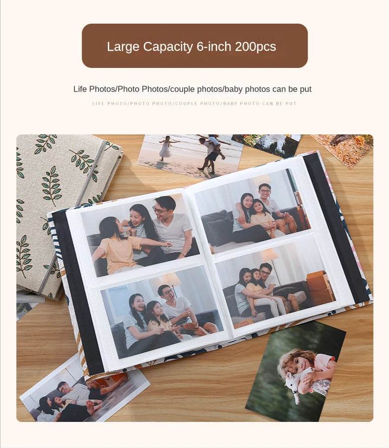 200-Sheet 6-Inch Fabric Photo Album – Creative Interleaf Design Family Memory Book for Children Growth, Weddings &amp; Memorial Keepsakes | Large Capacity Fabric Scrapbook - One-Sake.com