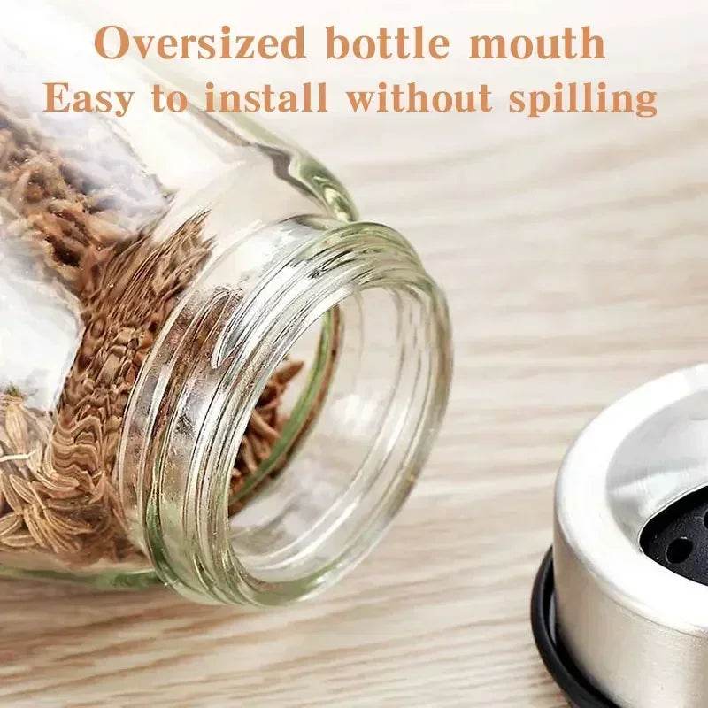 360° Rotating Spice Rack with 6 Glass Jars – Transparent Salt, Pepper & Seasoning Storage Set - One-Sake.com