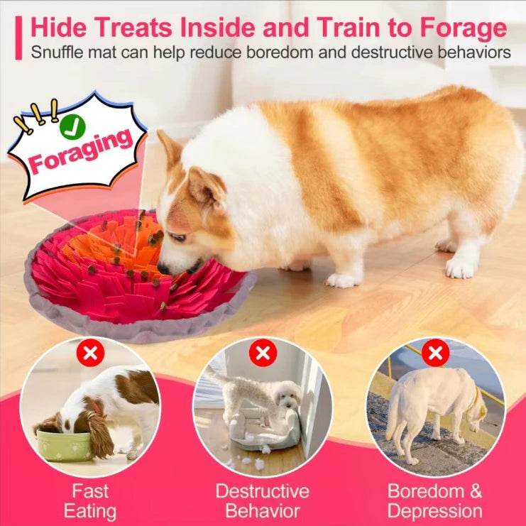 Washable Felt Pet Sniffing Pad – Foldable Dog Slow Feeding Mat &amp; Training Snuff Mat [Interactive Foraging Toy for Mental Stimulation | 100% Non-Toxic Felt | Easy-Clean Pet Enrichment Tool - One-Sake.com