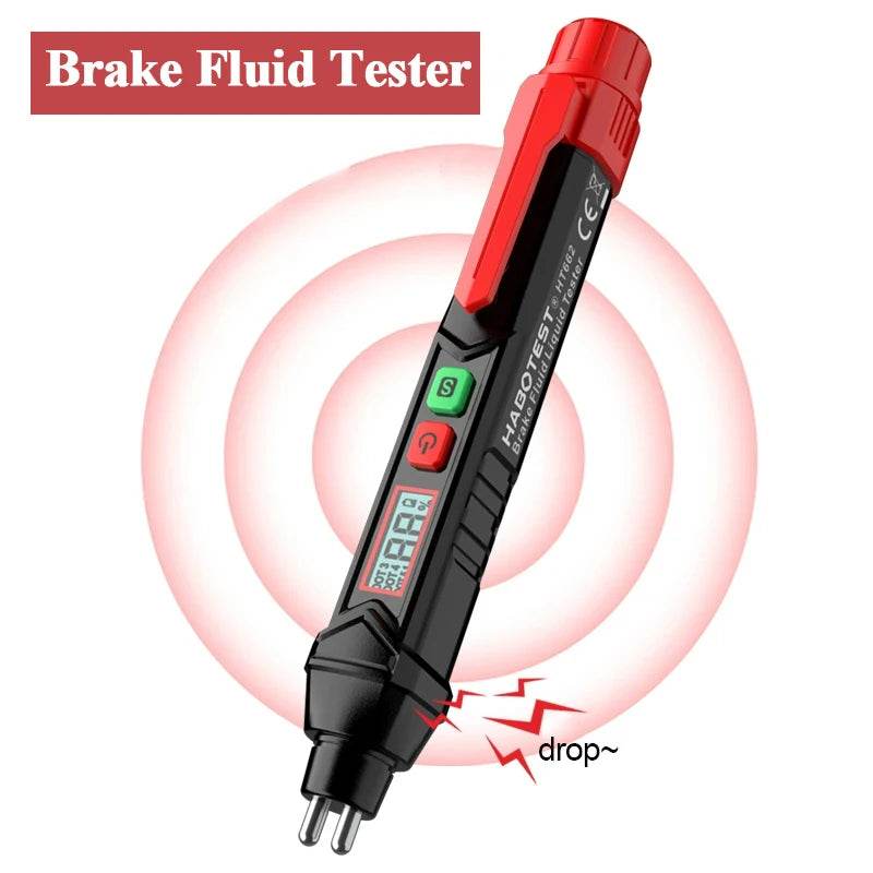 HGKJ Brake Fluid Tester Pen – Digital Automotive Oil Moisture Detector with Sound &amp; Light Alarm [DOT3/DOT4/DOT5.1 Compatibility | LCD Display &amp; Tri-Color Backlight] - One-Sake.com