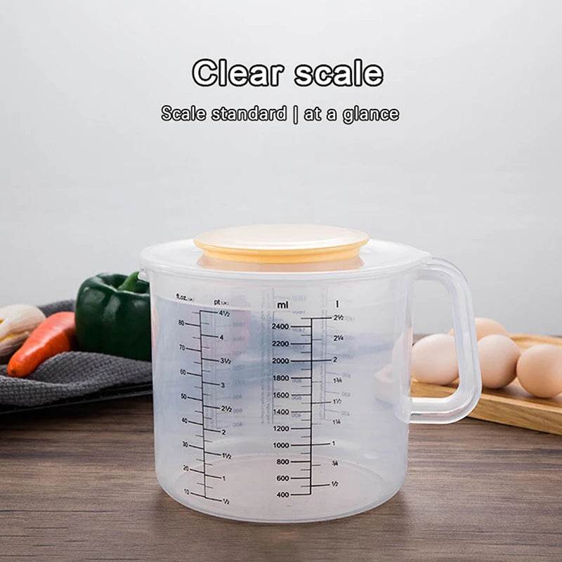 2.5L Large Capacity Measuring Mixing Bowl with Lid – Transparent Kitchen Tool for Baking & Cooking - One-Sake.com