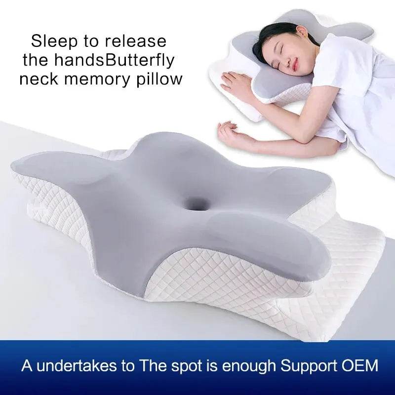 Memory cotton butterfly shaped pillow Slow rebound cow horn pillow Cervical pillow - One-Sake.com
