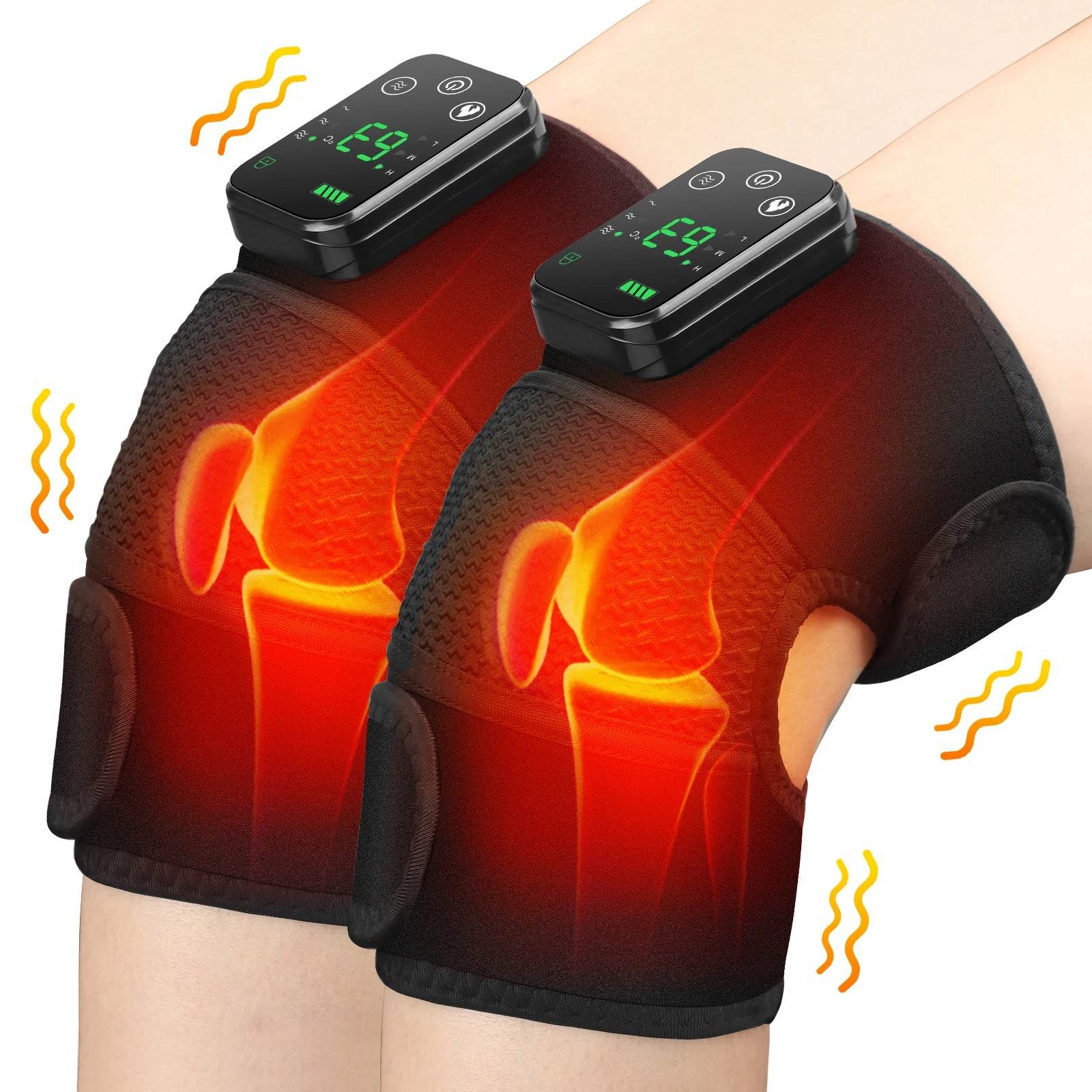 Electric Heated Vibration Knee Massage Physiotherapy Pad 3 in 1 Massager for Shoulder Elbow Hot Compress Pain Relief - One-Sake.com