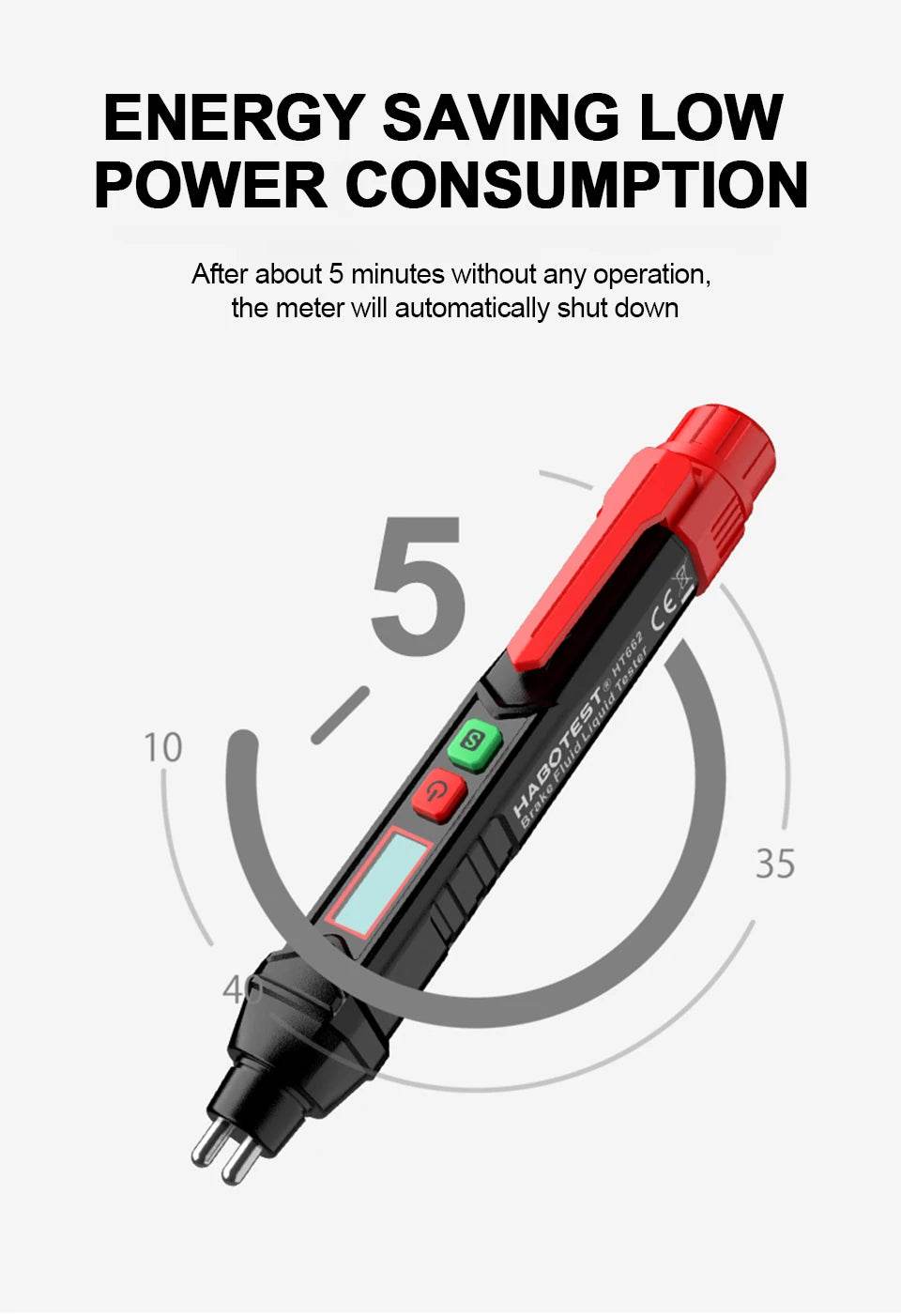 HGKJ Brake Fluid Tester Pen – Digital Automotive Oil Moisture Detector with Sound &amp; Light Alarm [DOT3/DOT4/DOT5.1 Compatibility | LCD Display &amp; Tri-Color Backlight] - One-Sake.com