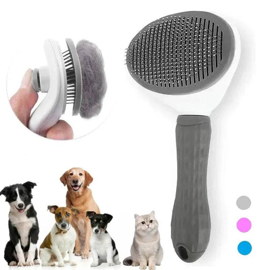 Pet Dog &amp; Cat Self-Cleaning Hair Remover Brush – Stainless Steel Slicker Grooming Tool for Dogs &amp; Cats [PP+Steel Dematting Comb | Tangle &amp; Dander Removal | Universal Pet Brush] - One-Sake.com