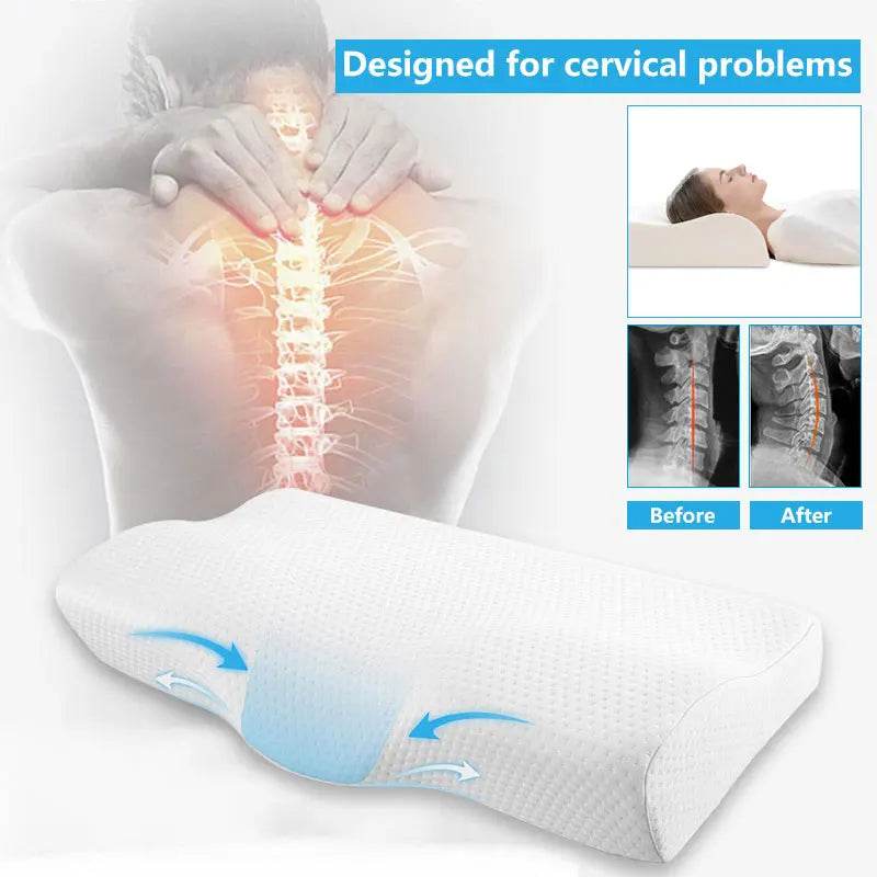 Memory Foam Bed Orthopedic Pillow Neck Protection Slow Rebound Memory Pillow Butterfly Shaped Health Cervical Neck - One-Sake.com