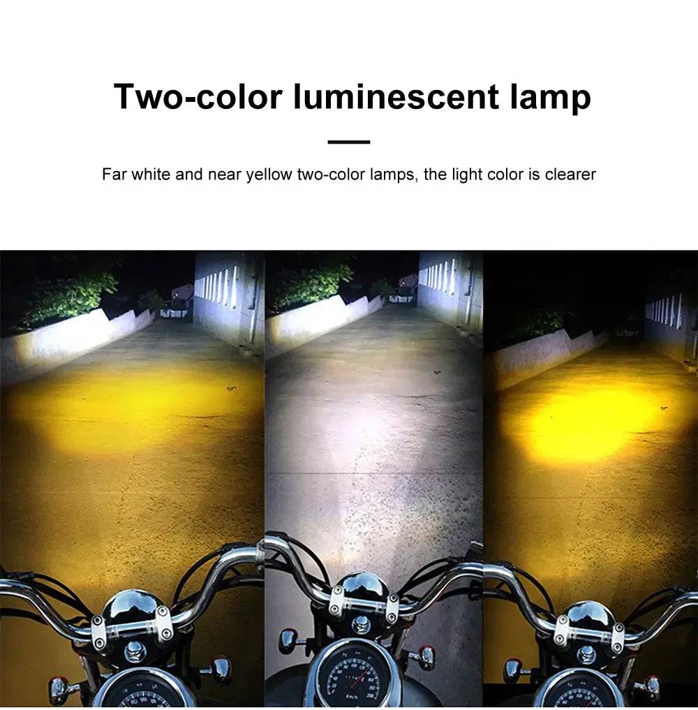 2PCS Owl-Design Motorcycle Headlights – Dual Color LED Fog Lamps with 4 Modes for Enhanced Visibility - One-Sake.com