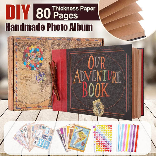 80-Page DIY Handmade Photo Album – Retro Kraft Scrapbook Journal for Wedding, Anniversary &amp; Travel Memories | Includes 19 Accessories &amp; Gift Box - One-Sake.com