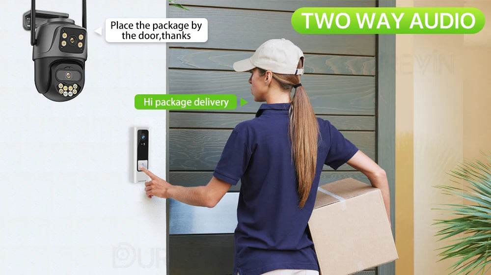 External WiFi PTZ Camera Dual Lens 4K 8MP HD – Outdoor IP Security Camera with Auto Tracking, Full Color Night Vision &amp; IP66 Waterproof [iCSee P2P Remote Monitoring | 2-Way Audio | SD Card &amp; Cloud Storage] - One-Sake.com