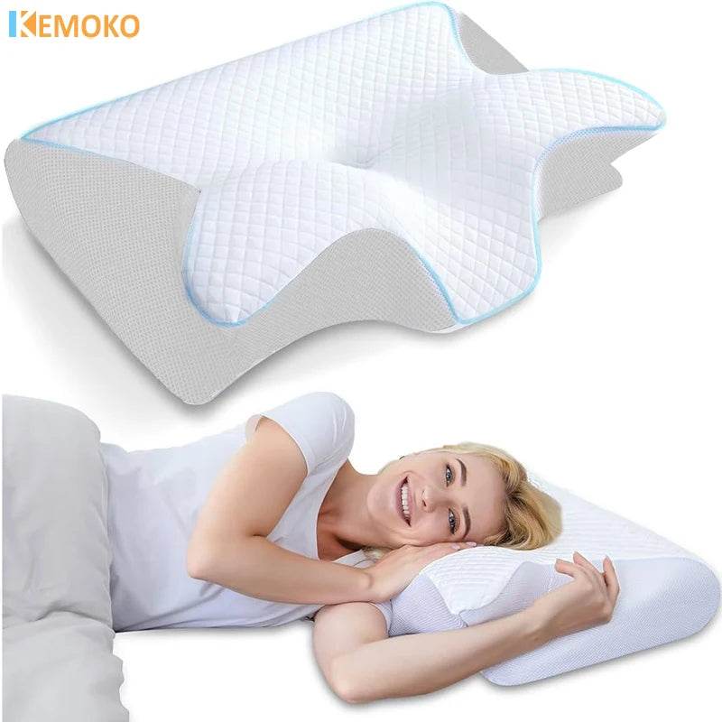 New Memory Foam Cervical Pillow, 2 in 1 Ergonomic Contour Orthopedic Pillow for Neck Pain, Contoured Support Pillows,Neck Pillow - One-Sake.com